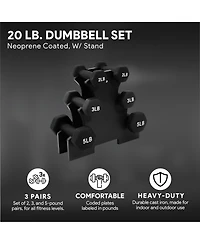 BalanceFrom Fitness Pound Neoprene Coated Dumbbell Set with Stand