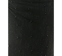 City Studios Juniors' Embellished Ruched Sleeveless Gown