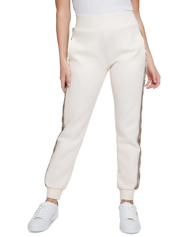Guess Women's Britney High Rise Logo Stripe Jogger Pants