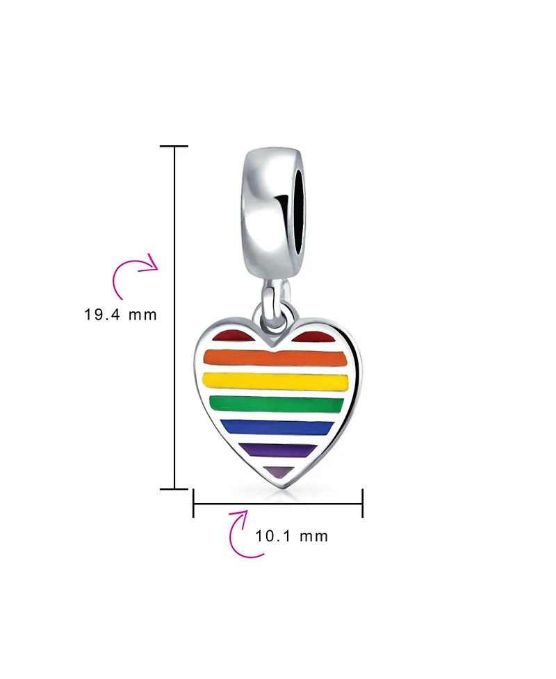 Bling Jewelry Inspirational Heart Rainbow Symbol Dangle Charm Bead Sterling Silver Fits European Bracelet
