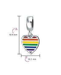 Bling Jewelry Inspirational Heart Rainbow Symbol Dangle Charm Bead Sterling Silver Fits European Bracelet