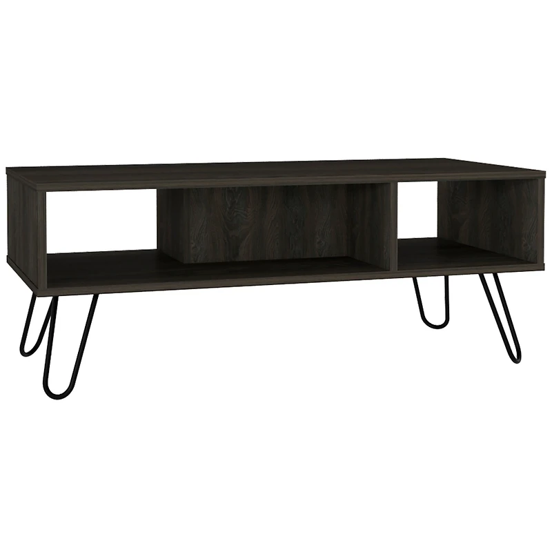 Depot E-shop Vassel Coffee Table, Four Legs, Two Shelves, Espresso