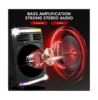 Pyle 10” Bluetooth Pa Speaker System With Rechargeable Battery, Party Lights & Fm Radio, 600 Watt