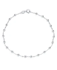 Bling Jewelry Delicate Sturdy Petite 3MM Round Ball Bead Station Chain Anklet Hot Wife Ankle Bracelet .925 Sterling Silver Made In Italy