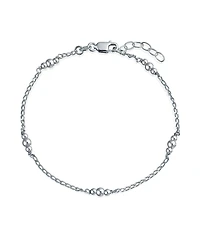 Bling Jewelry Round Ball Bead Station Chain Anklet Hot Wife Ankle Bracelet .925 Sterling Silver Adjustable 9 To 10 Inch With Extender