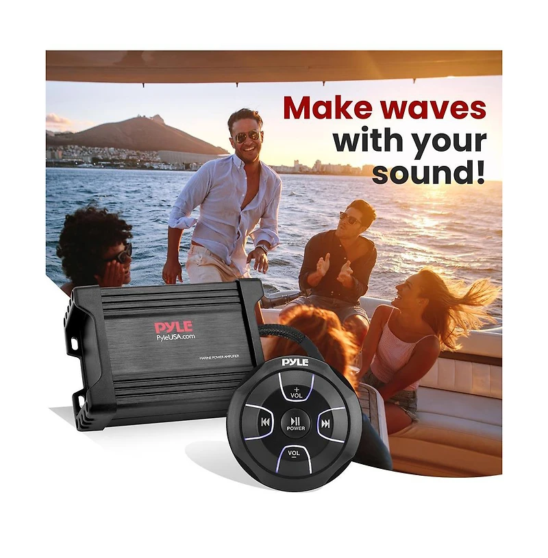 Pyle 2-Ch. Bluetooth Marine Amplifier Kit, Waterproof, 600 Watt