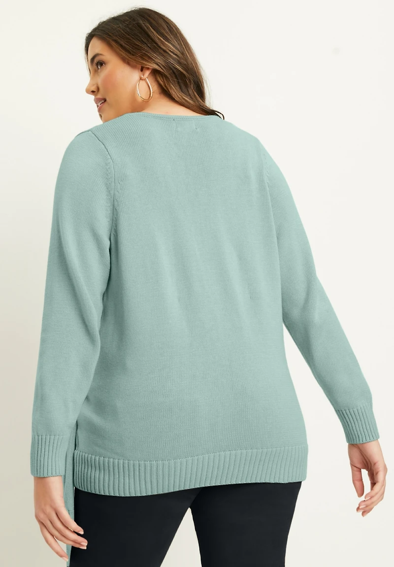June + Vie Women's Wrap-Front Cardigan