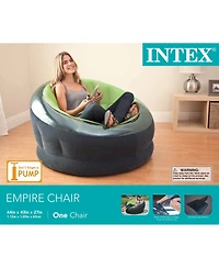 Intex Empire Inflatable Blow Up Lounge Dorm Camping Chair for Adults, Lime Green