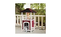 Slickblue 34'' H Wooden Cat House – Spacious and Stylish Pet Shelter
