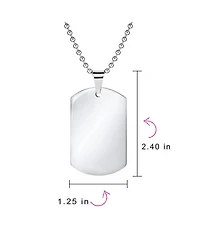 Bling Jewelry X-Large Plain Id Military Army Dog Tag Pendant Necklace Stainless Steel 24 Inch Ball Chain