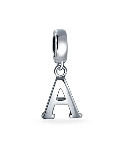 Bling Jewelry Dangle Block Letter A-z Alphabet Initial Charm Bead Solid .925 Sterling Silver Fits European Bracelet