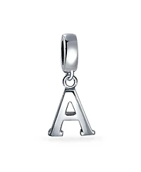 Bling Jewelry Dangle Block Letter A-z Alphabet Initial Charm Bead Solid .925 Sterling Silver Fits European Bracelet