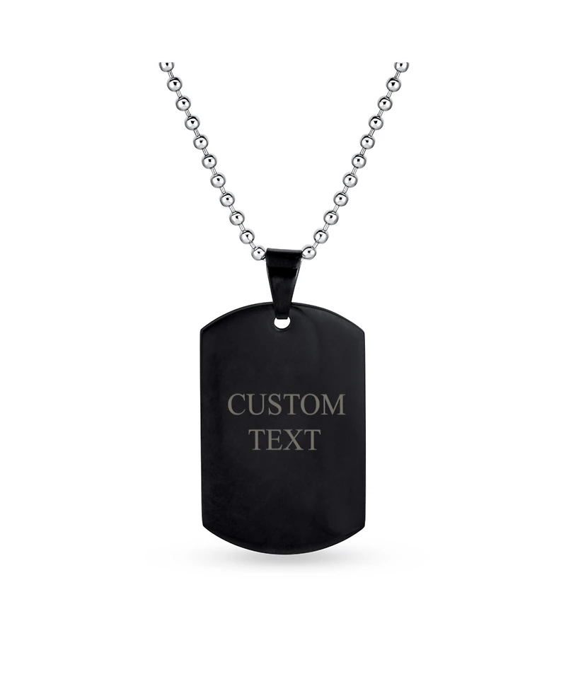 Bling Jewelry X-Large Plain Id Military Army Dog Tag Pendant Necklace Stainless Steel 24 Inch Ball Chain