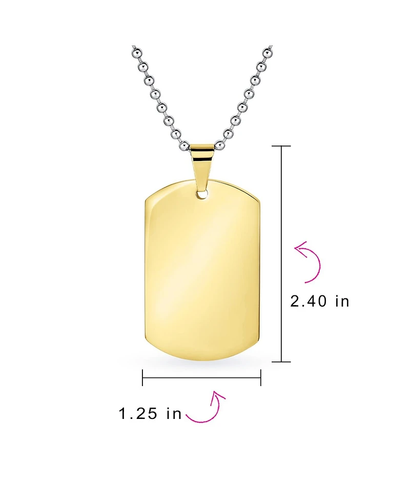 Bling Jewelry X-Large Plain Id Military Army Dog Tag Pendant Necklace Stainless Steel 24 Inch Ball Chain