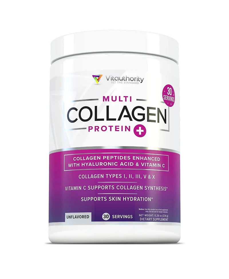 Vitauthority Multi Collagen Protein Plus, Unflavored, Vitauthority, 30 Servings