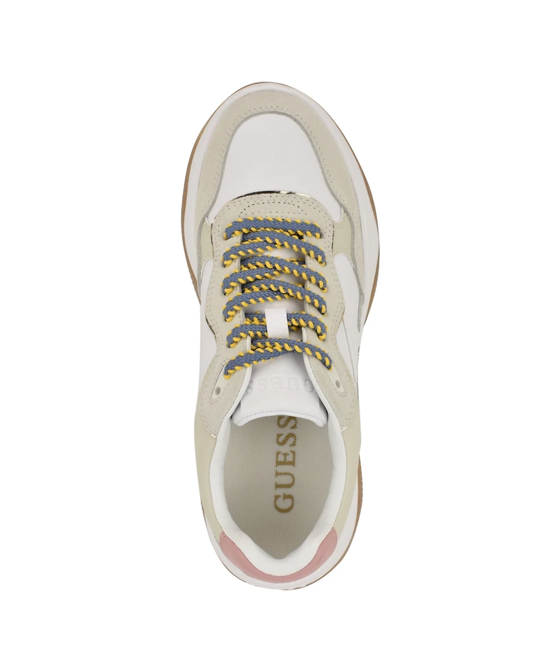 Guess Women's Happy Lace Up Chunky Outsole Retro Jogger Sneakers