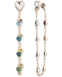 Emily in Paris Gold-plated Multicolor Heart & Chain Front-to-Back Earrings