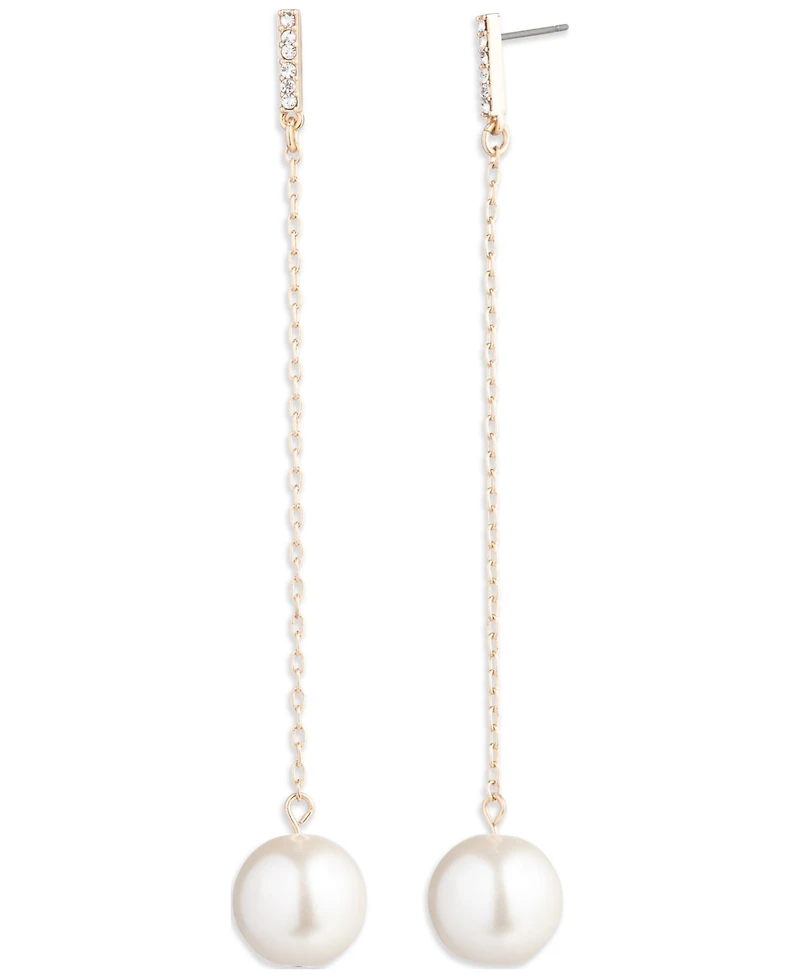 Emily in Paris Gold-Tone Pave & Imitation Pearl Linear Drop Earrings