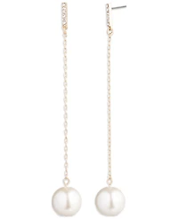 Emily in Paris Gold-Tone Pave & Imitation Pearl Linear Drop Earrings