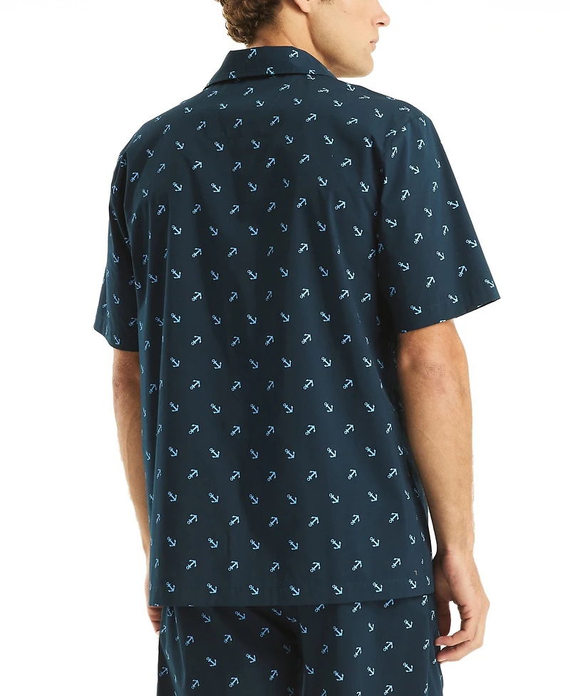Nautica Men's Crafted Printed Camp Sleep Pajama Shirt