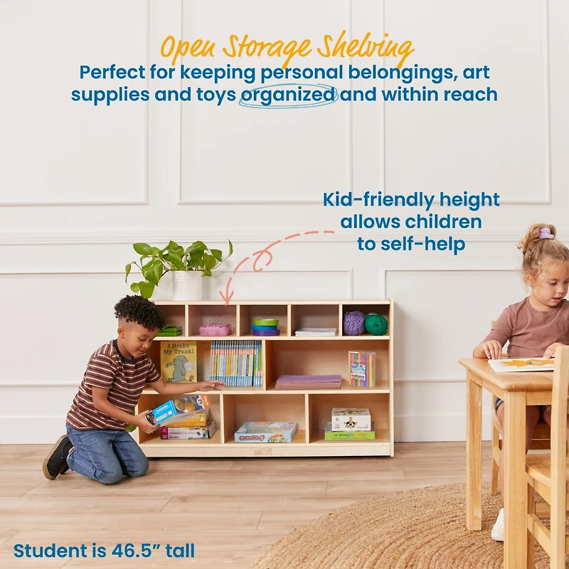 ECR4Kids 5+5 Mobile Storage and Tray Cabinet, Natural, 1