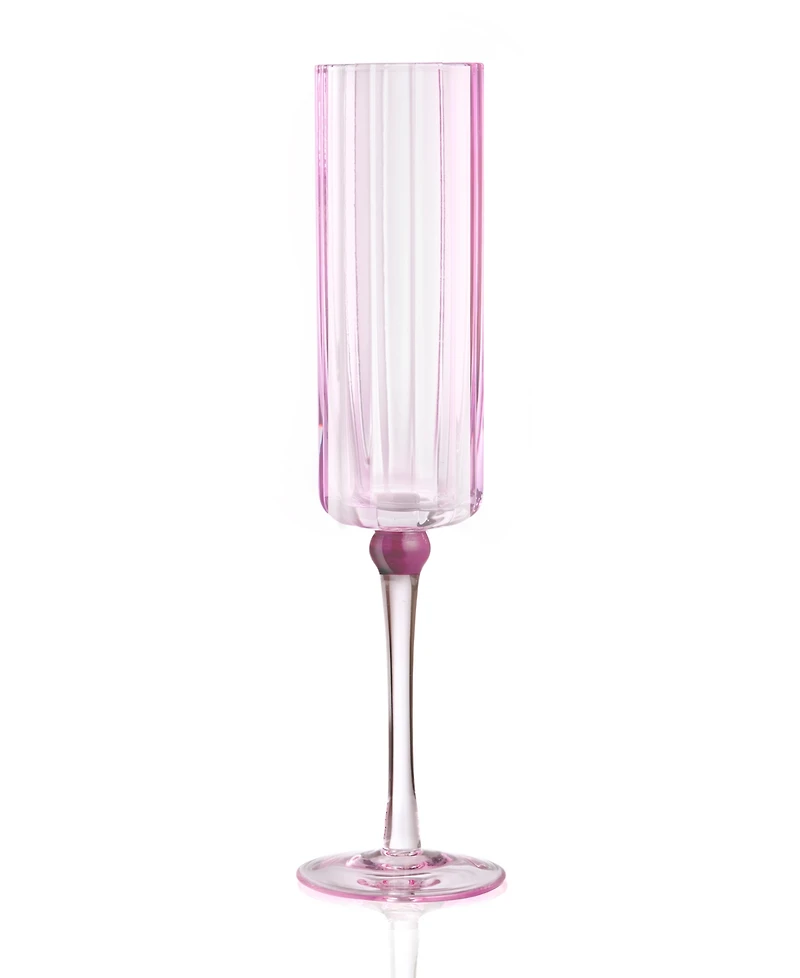 Qualia Glass Cranberry Champagne Flutes, Set of 4