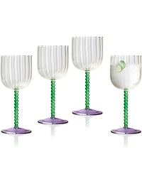 Qualia Glass Mardi Gras All Purpose Wine Glasses, Set of 4