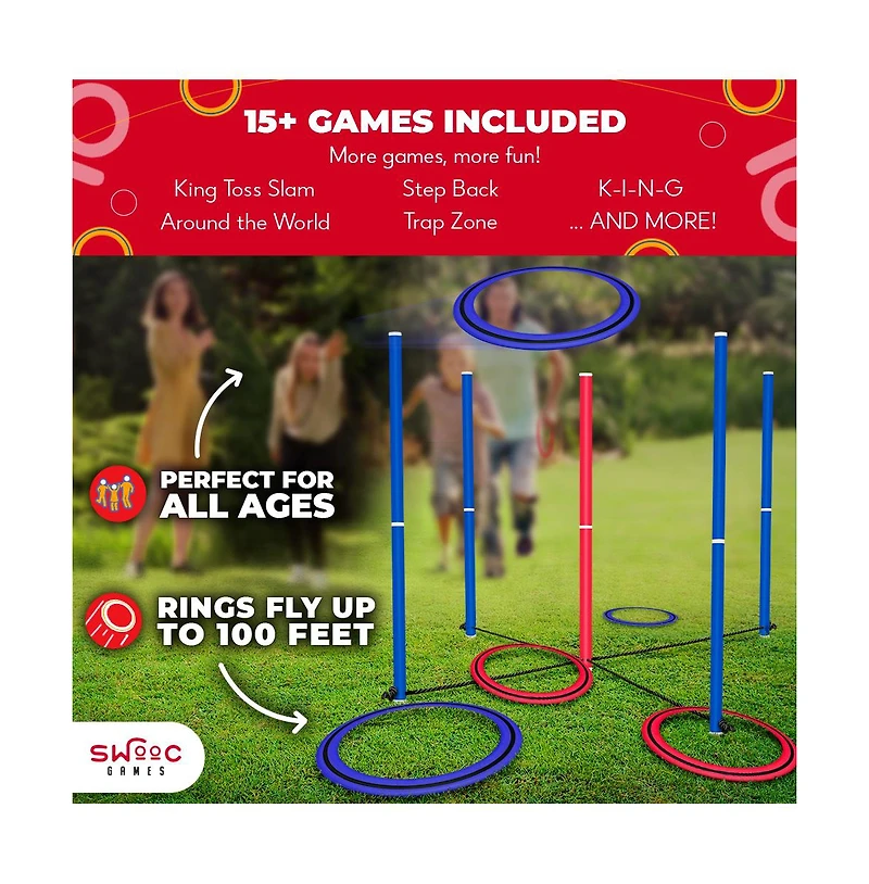 Swooc Games - King Toss | Giant Ring Toss Game for Kids and Adults (4 x 4ft) | Weatherproof Giant Outdoor Games for Adults and Family