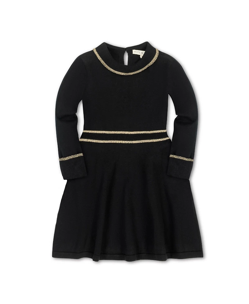 Hope & Henry Toddler Girls Long Sleeve Ruffle Collar Sweater Dress