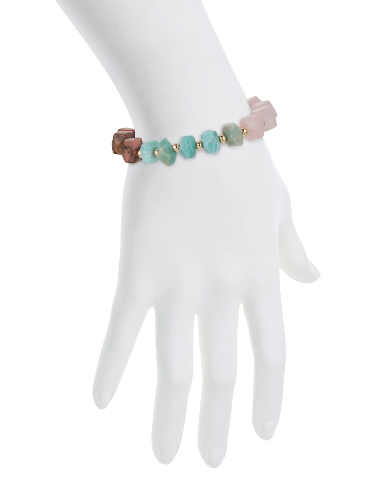 Unwritten Rose Quartz Amazonite Rhodonite Stone Bracelet