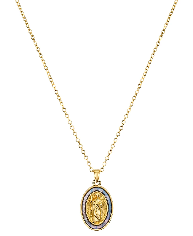 Unwritten Light Blue Enamel Saint Pendant Necklace
