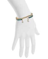 Unwritten Multi Color Disk Bead Moon and Star and Stretch Bracelet Set