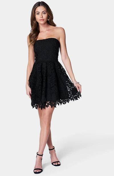 Bebe Women's Straples Lace Cupcake Dress