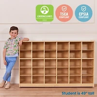 ECR4Kids 30 Cubby Mobile Tray Storage Cabinet, 5x6, Natural, 1