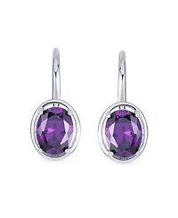 Bling Jewelry Oval Cz Drop Earrings Lever Back Sterling Silver