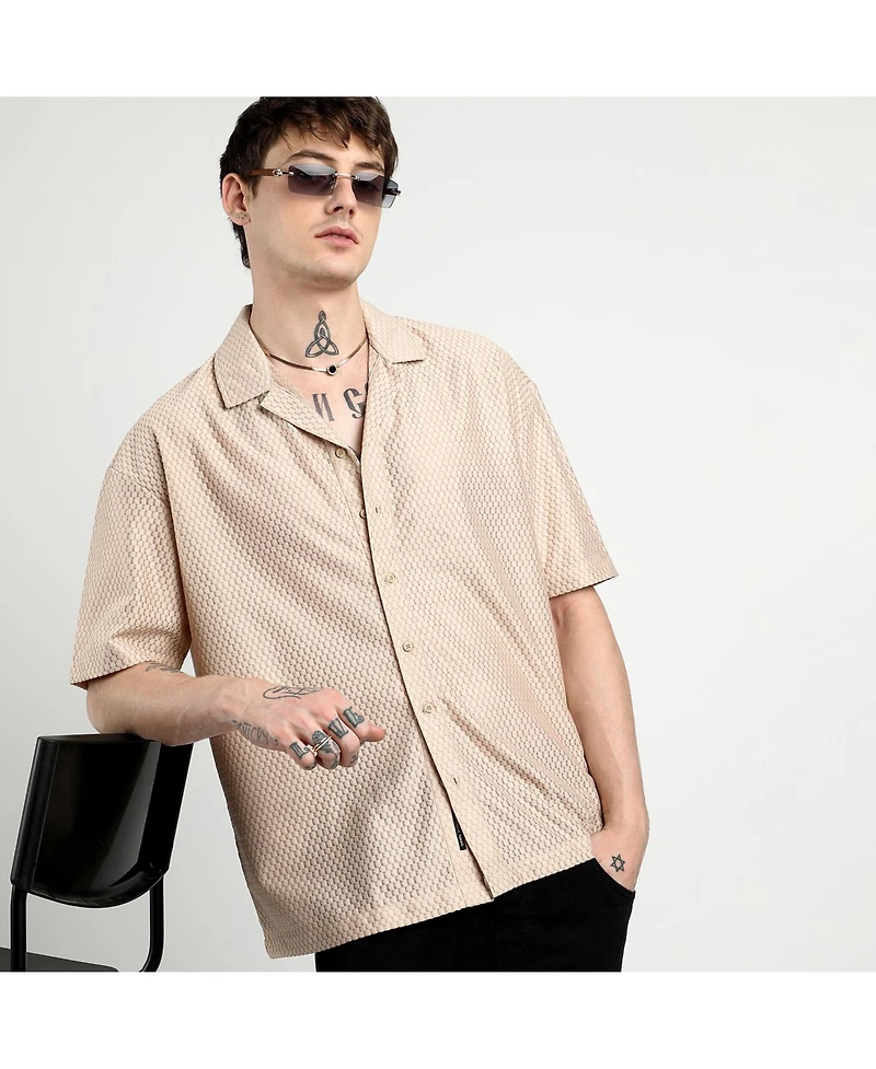 Campus Sutra Men's Splash Plaid Oversized Shirt
