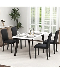 Gymax Dining Chair Set of 4 w/ Acacia Wood Frame & Rubber Wood Legs Padded Backrest Brown