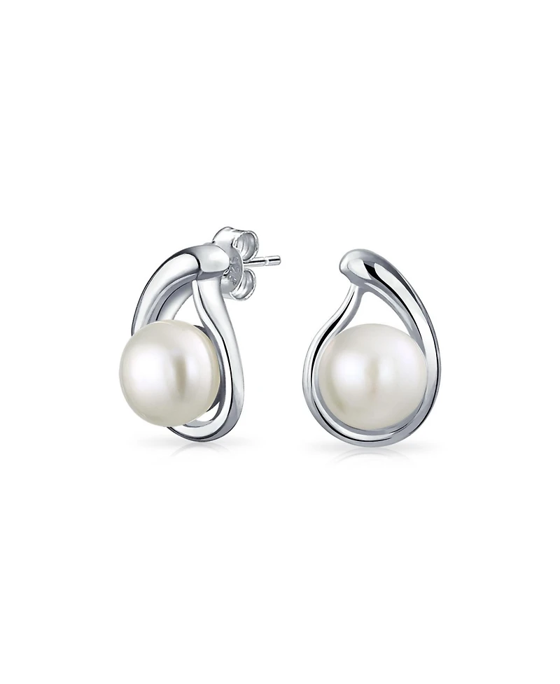Bling Jewelry Timeless Elegance Pearl Pendant Necklace & Stud Earrings Set in Sterling Silver