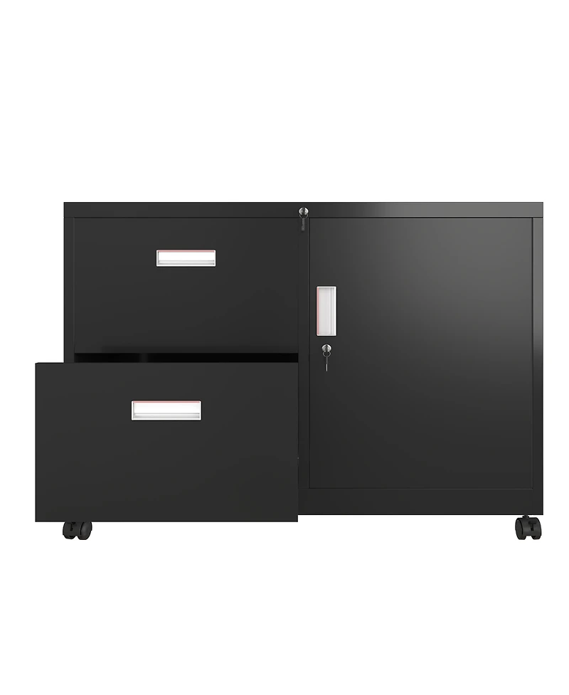 Slickblue Metal Office Cabinet with 2 Drawers and Adjustable Shelves for Versatile Storage Solutions
