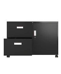 Slickblue Metal Office Cabinet with 2 Drawers and Adjustable Shelves for Versatile Storage Solutions