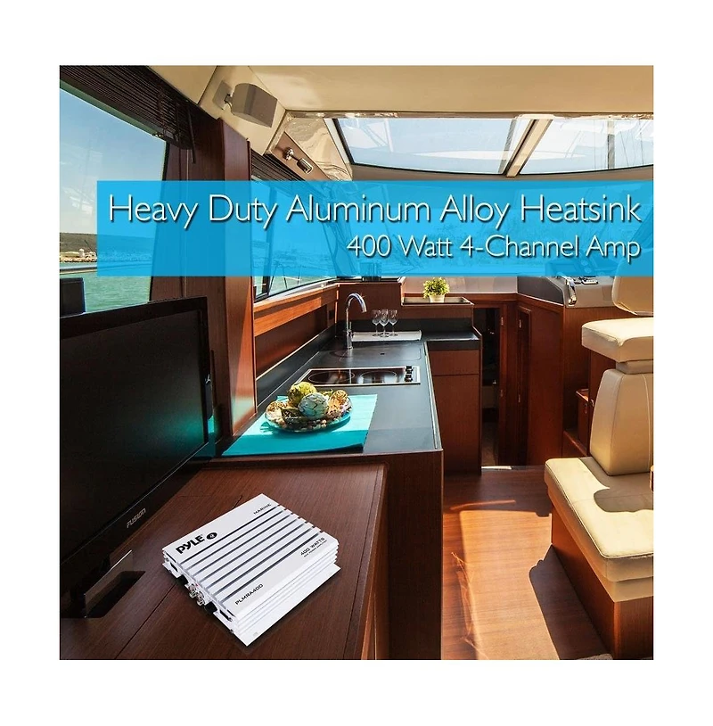 Pyle 4-Ch. Elite Series Marine Amplifier, Waterproof, 400 Watt, Dual Mosfet Power Supply