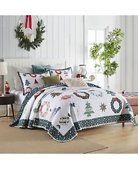 MarCielo 3 Pcs Winter Candy Christmas Quilt Bedspread Set King