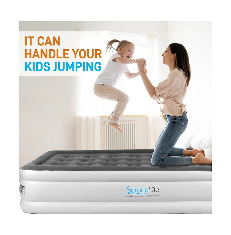 SereneLife 18" Twin Premium Raised Airbed With Built-in Pump