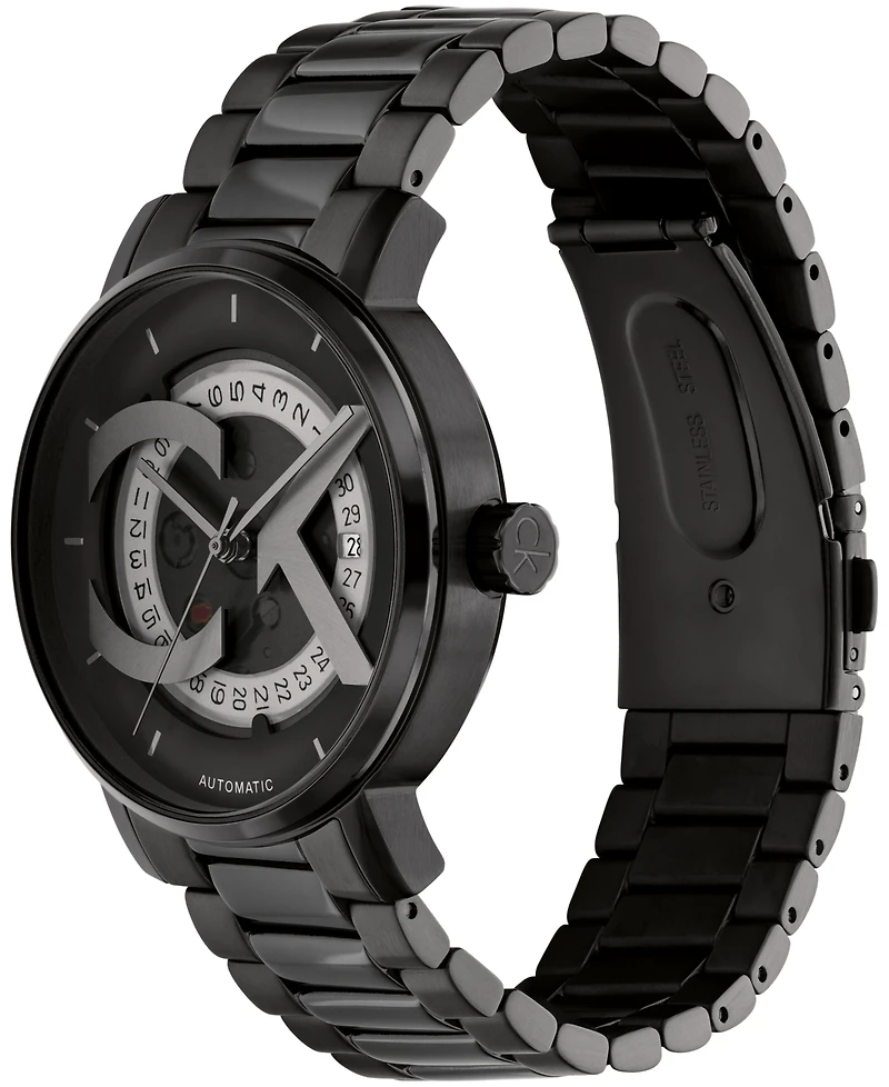Calvin Klein Unisex Iconic Automatic Ionic Plated Black Stainless Steel Bracelet Watch 40mm