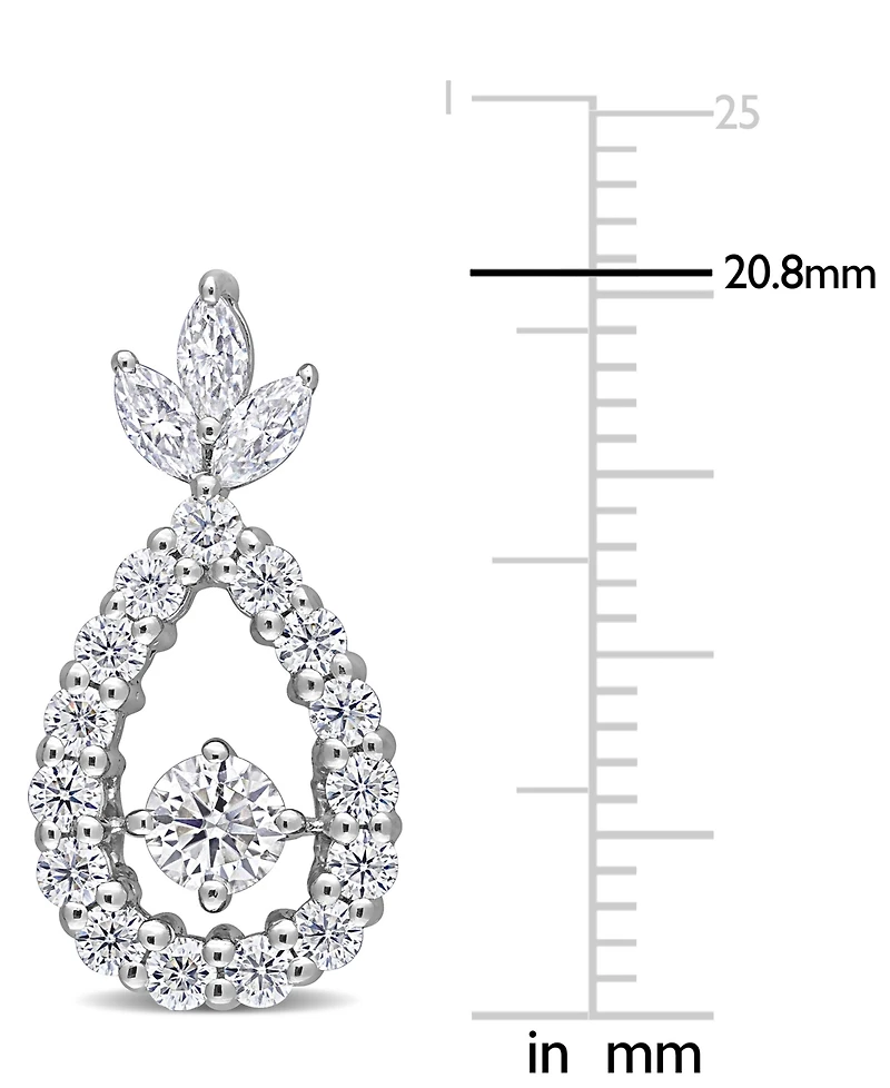 Moissanite Marquise & Round Teardrop Drop Earrings (2 ct. t.w.) in Sterling Silver