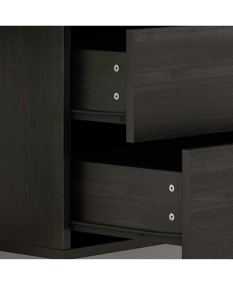 Homsee Black Wood Dresser Chest of Drawer With 6 Drawers