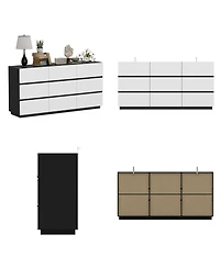 Homsee Black and White Wooden Accent Storage Cabinet with 9-Drawers