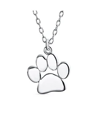 Bling Jewelry Animal Dog Cat Paw Print Pendant Necklace & Stud Earrings Set Sterling Silver