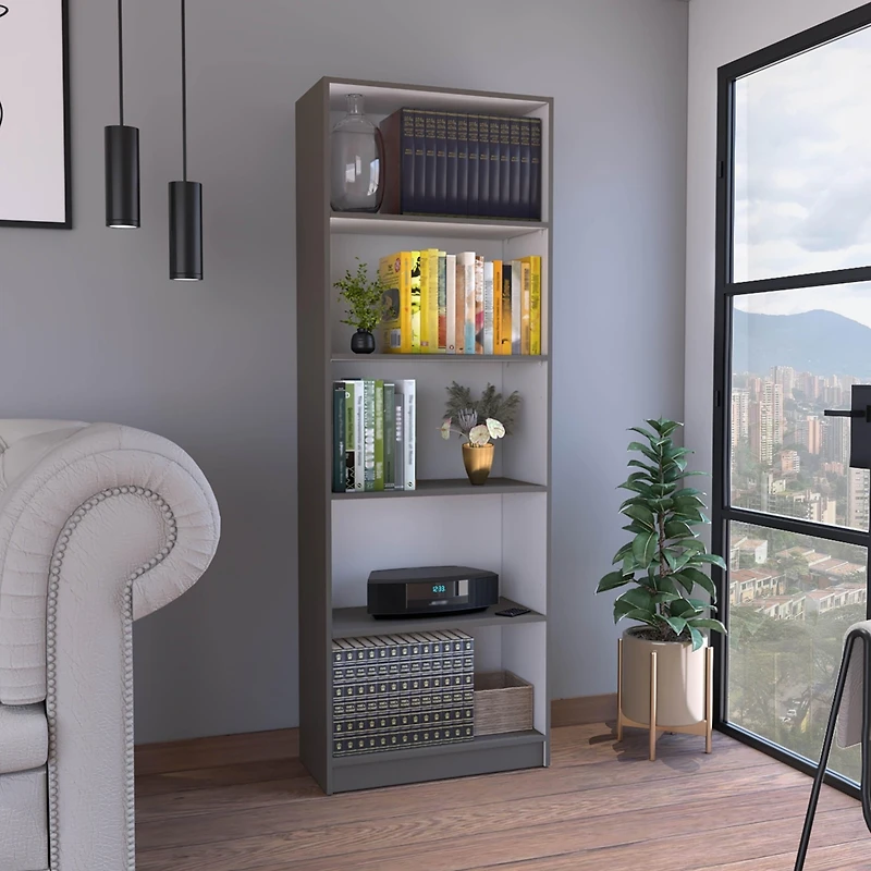 Vinton 4-Tier Bookcase with Modern Storage for Books and Decor