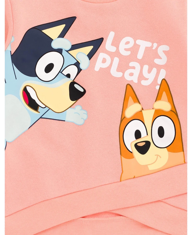 Bluey Girls Fleece Sweatshirt and Jogger Pants Outfit Set to